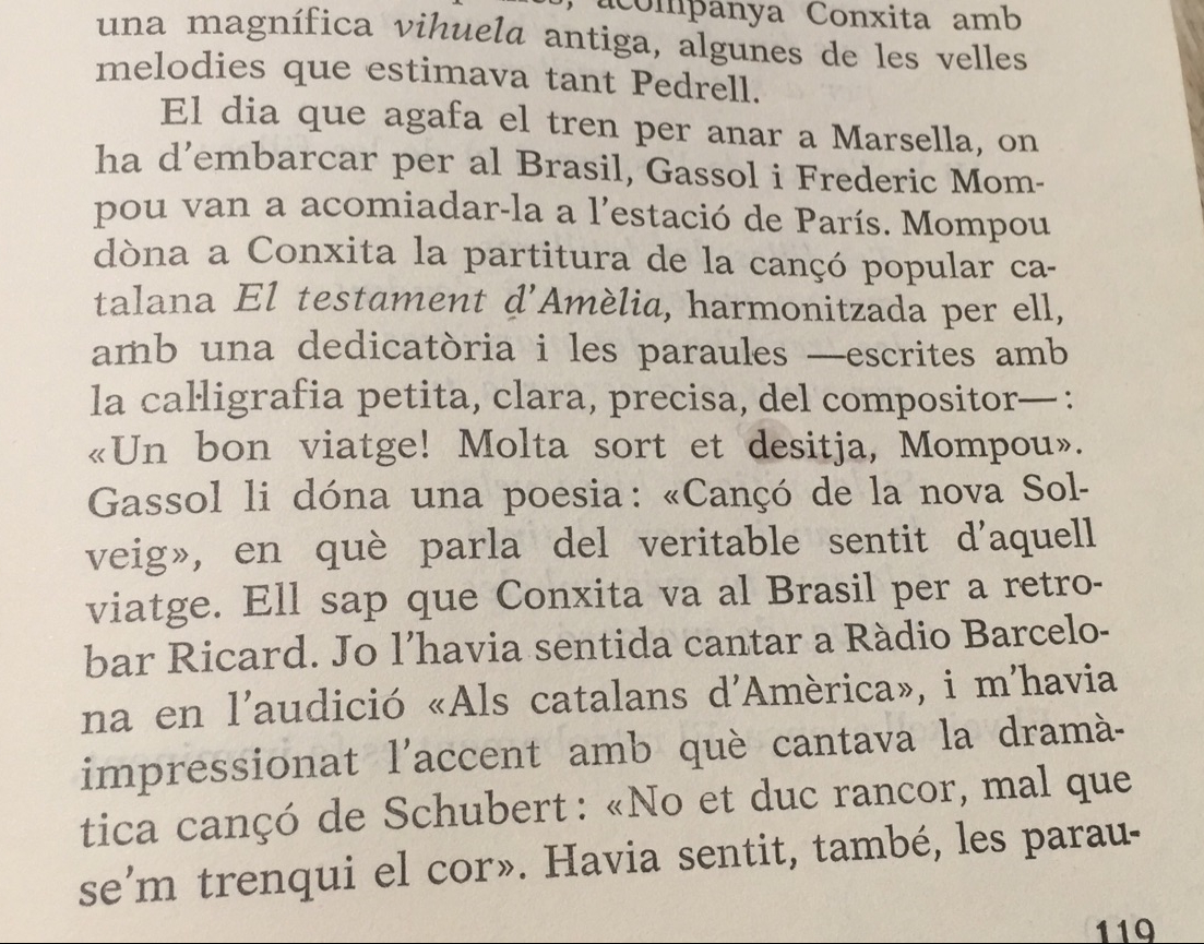 Mompou acomiadà la Conxita d'Europa cap al seu exili a Amèrica.